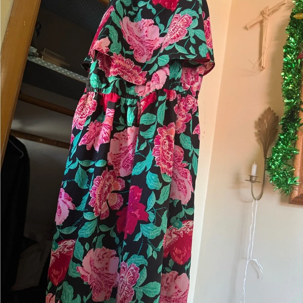 Floral Black and Pink Dress - Picture 1 of 2